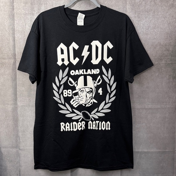 AC/DC Oakland raider T-shirt -size L - Picture 1 of 4